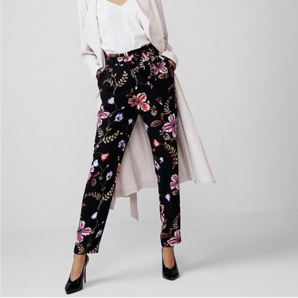 Express High Rise Ankle Floral Dress Pants